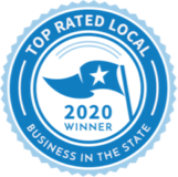 Blue Logo For Top Rated Local Business In The State, 2020 Winner