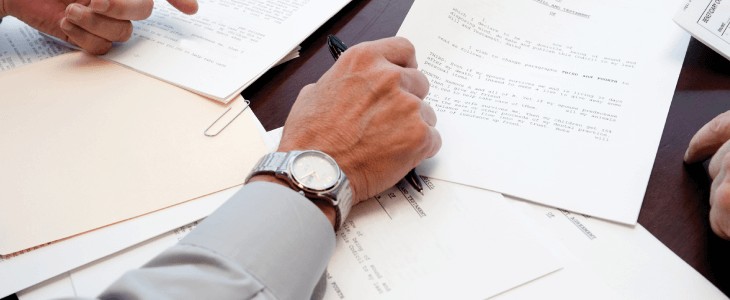 Estate planning lawyer going through files