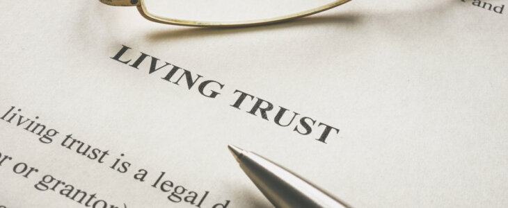 Information about Living trust and glasses on it.
