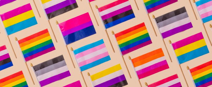 pride flags on a beige background